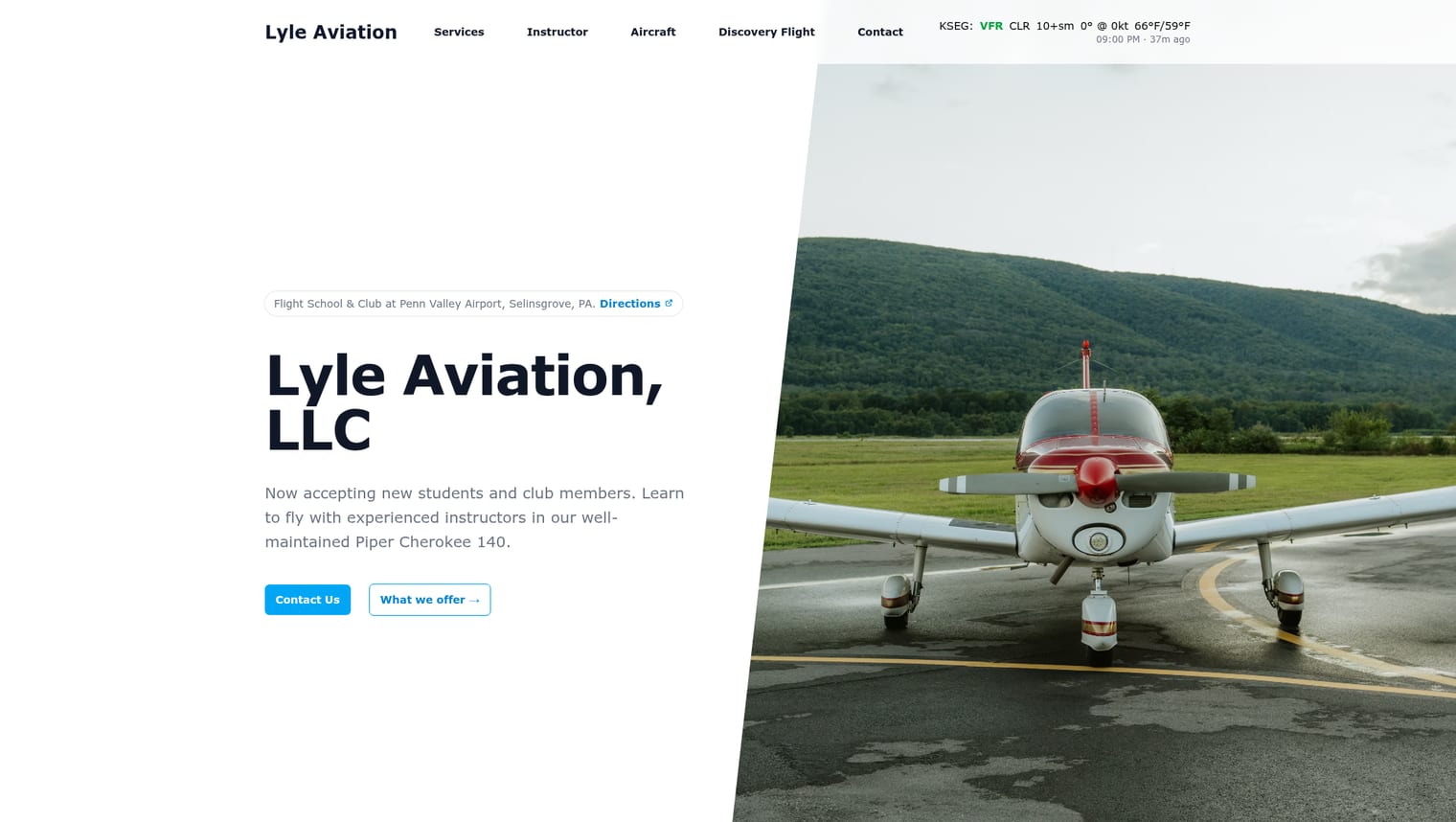 Lyle Aviation — website designed and built by Pyxl Design